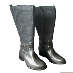 JJ Footwear Dark Gray Leather and Suede XL - WIDE CALF